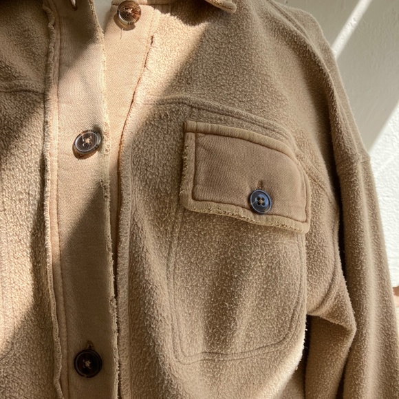 Free People Sable Ruby Shirt Fleece Oversized Button Down Shacket Jacket XSMALL - Picture 3 of 12